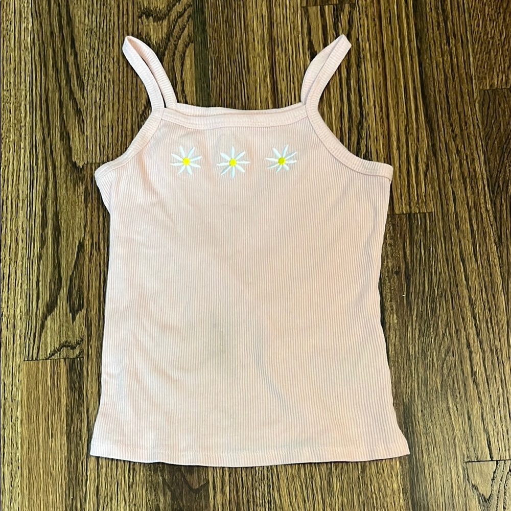 Pink and White Camisole with Daisy Embroidery